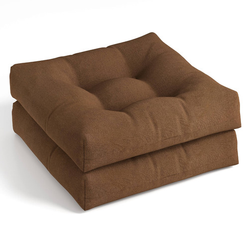 2PCS 21" x 21" Indoor/Outdoor Patio Chair Seat Cushion Pads Brown - Picture 1 of 9