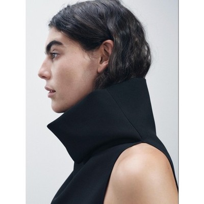 Zara High Neck Top ZW Collection Limited Edition In Black Size Large NWT