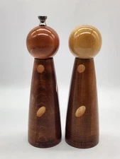 Robert Wilhelm Raw Design Ellipse Wooden Salt & Pepper Mill 8" Signed 2005