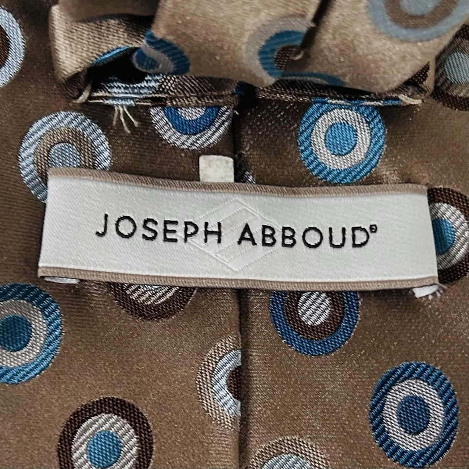Corbata Joseph Abboud 100 % seda punto lazo dorado azul marrón 3 1/2 x 59 3/4 Foto 3 de 3