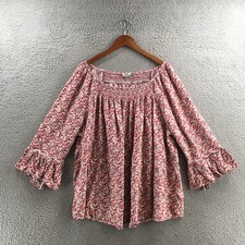 Terra & Sky Smocked Blouse Top Womens 3X Mult...