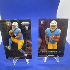 Panini Prizm 2024 Chargers NFL 2 Card Lot Omarion Hampton Rookie Fireworks