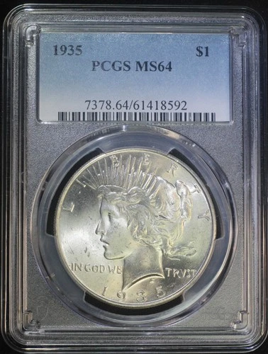 1935 P Peace Silver Dollar PCGS MS64 Lustrous Well Struck Coin