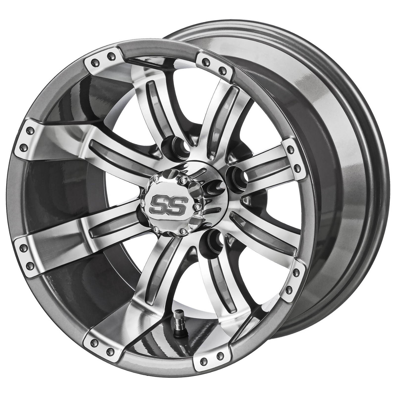 (4) 215/50-12 Street Tires on 12x7 Gunmetal Gray/Machined Tempest Wheels