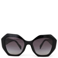 73782 auth PRADA black acetate GEOMETRIC Sunglasses SPR16W