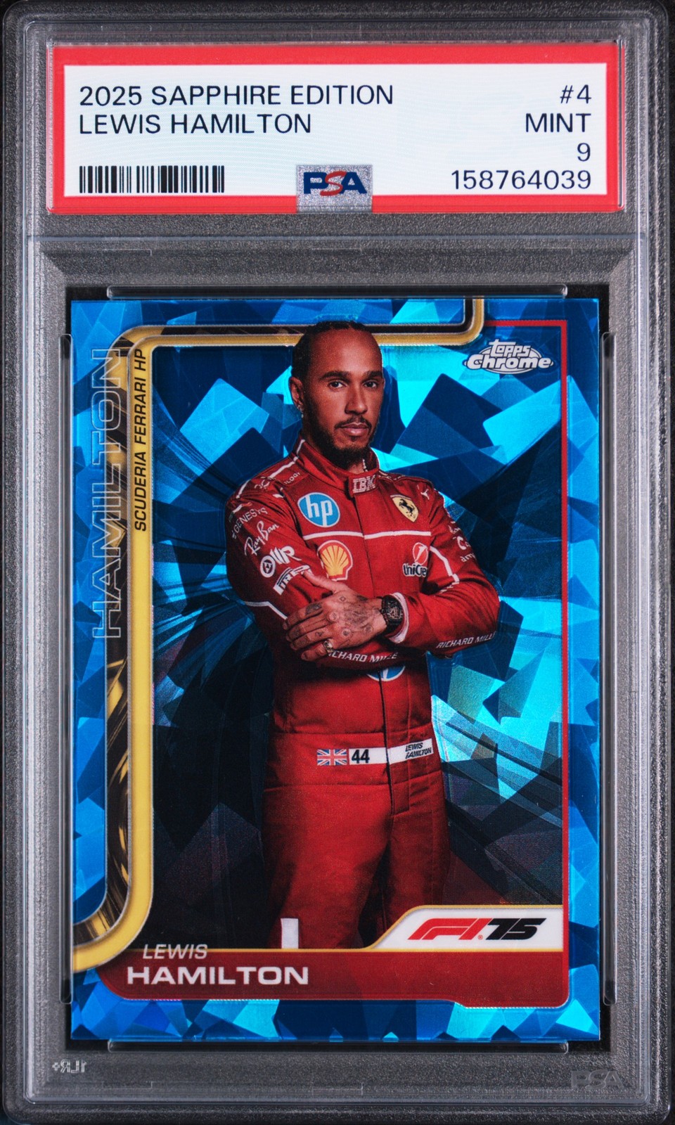2025 TOPPS CHROME FORMULA 1 SAPPHIRE EDITION #4 LEWIS HAMILTON PSA 9