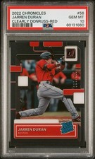 2022 Panini Chronicles Clearly Donruss Red /100 Jarren Duran RC PSA 10 GEM MT