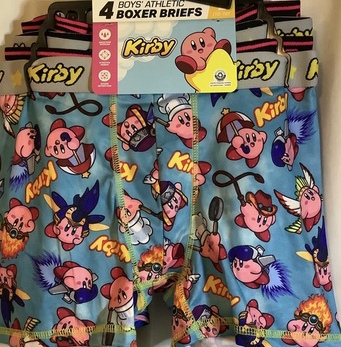 Kirby Boys Boxer Briefs, 4 Pack, Size Large 10 - 12, New, Moisture Wicking