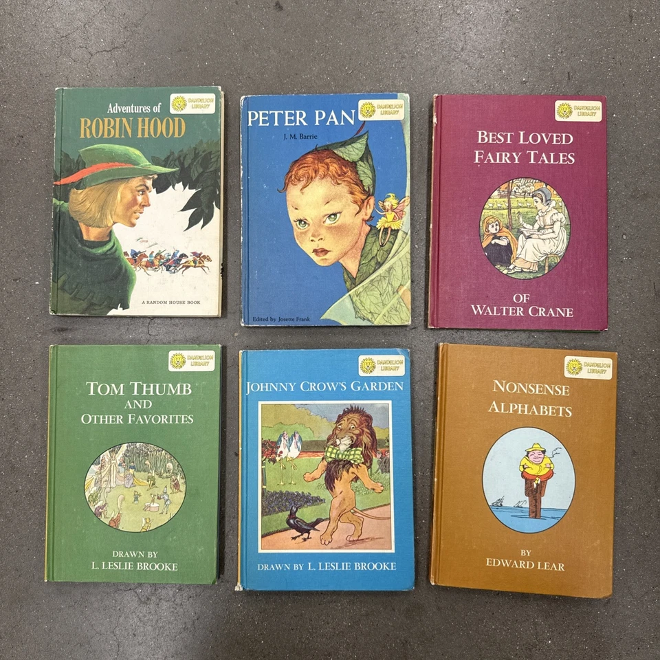 Dandelion Library Vtg 1960s Book Lot of 6 Books 2 In 1 Flip Books Fairy Tales HC Foto 2 de 4