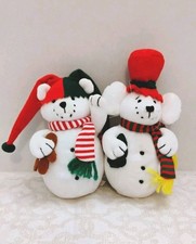 Vintage Dakin Applause Holiday Jingling Snow Bear and Mouse Stuffed Animals, 6"