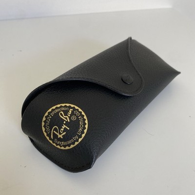 Ray-Ban Sunglasses Case Black/Gold Faux Leather Pebbled Softcase Pre Owned