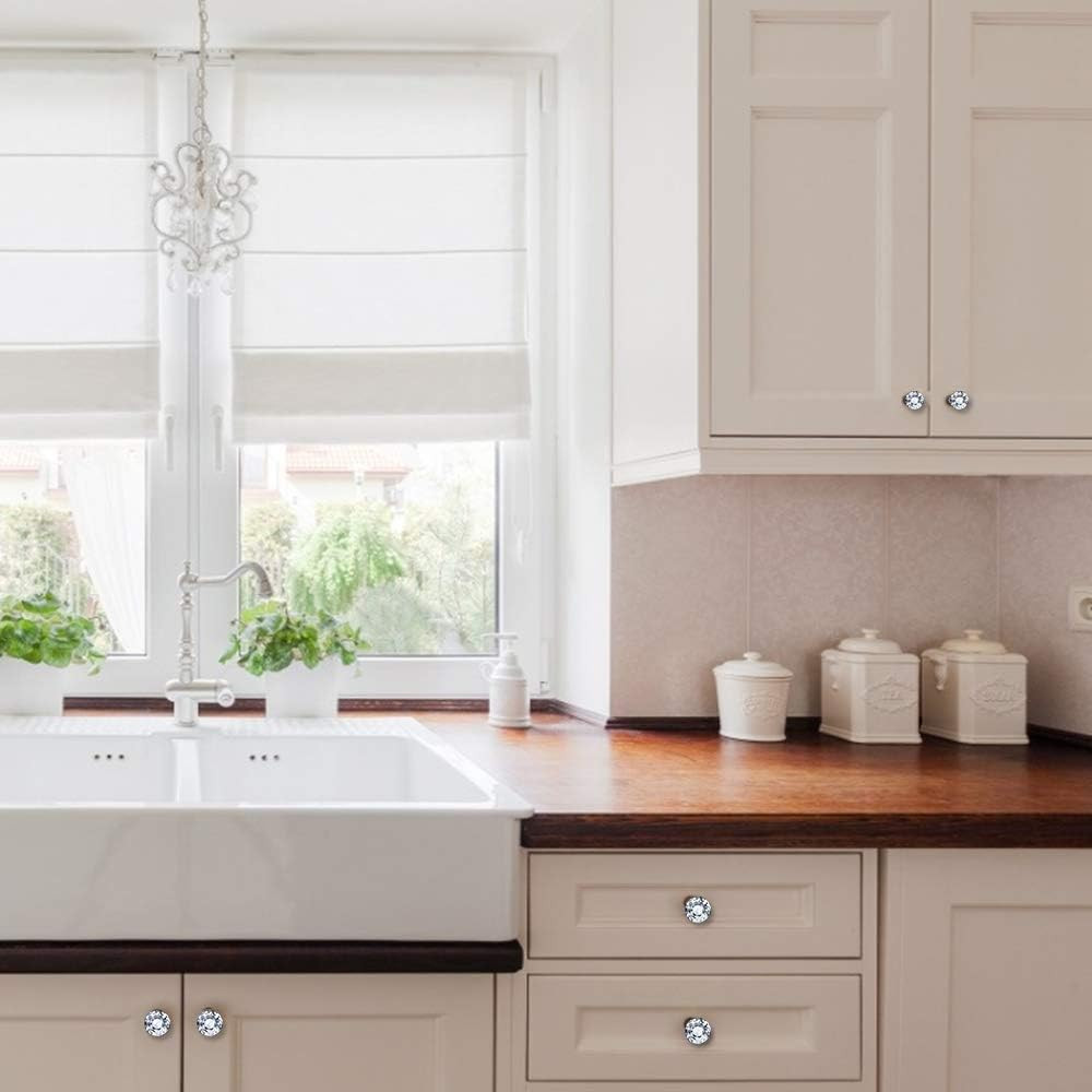 Dresser Drawer Cabinet Knobs 30Mm Diamond Shaped Crystal Glass Knobs Pulls for K