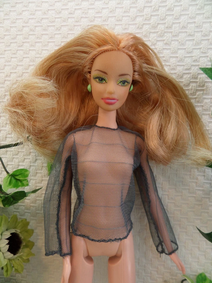 PETRAS SELBST ENTWORFENE & GENÄHTE KLEIDUNG 💙 Langarm Spitzenbluse Grau 💙 Kleidung für Mode Puppen: NORMAL,CURVY,VINTAGE