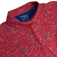 Birdie Bound Mens Golf Polo Shirt PINK GEOMETRIC PATTERN Stretch Sz 3XL NWT