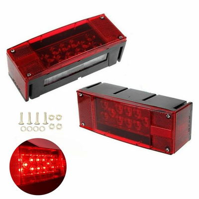 #ad 2PC Left and Right 12V 12 LED Low Profile Submersible Rectangle Trailer Lights $22.50