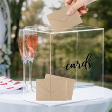 Clear Acrylic Wedding Card Box with Slot Large Gift Money Holder Graduation
