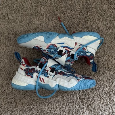 adidas Trae Young 1 Chinese New Year Basketball Shoes Blue White Red Floral