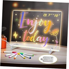 LED Note Board with Colors, 13.7"X10" 4 Modes & 7 Colors Acrylic Dry Erase 