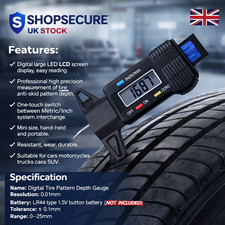 Digital Tyre Depth Gauge Tread Checker LCD Mini Tool For Motorbike Car Van Hgv