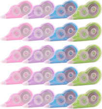 20 Pcs 39.4 Ft Colorful Correction Tape, White Wrong Out Tape Roller Bulk