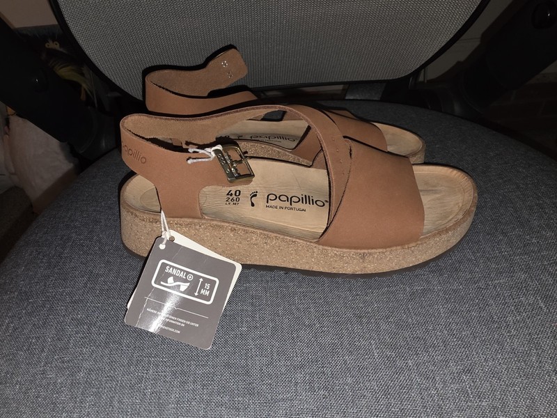 Papillo Birkenstock Ankle Wrap Sandals Pecan BROWN LEATHER SZ 9/40 NWoB