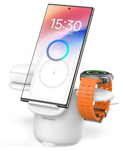 Wireless Charger for Samsung, 3 in 1 Charging Station for Samsung White