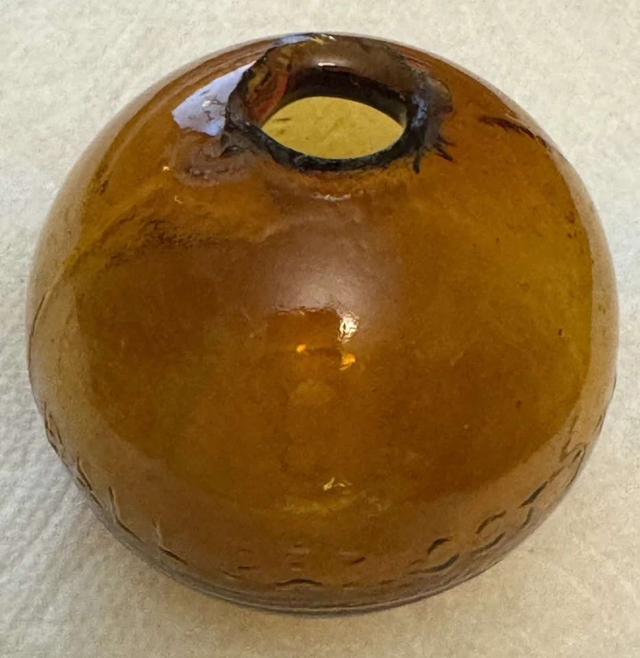 超罕见古董爱尔兰PAINE’S填充琥珀玻璃目标/射击球,2.5 英寸 — 第 4/4 张图片