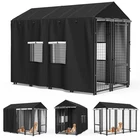 Outdoor Dog Kennel Cover 8'D X 4'W X 6'H Black Transparent PVC Window