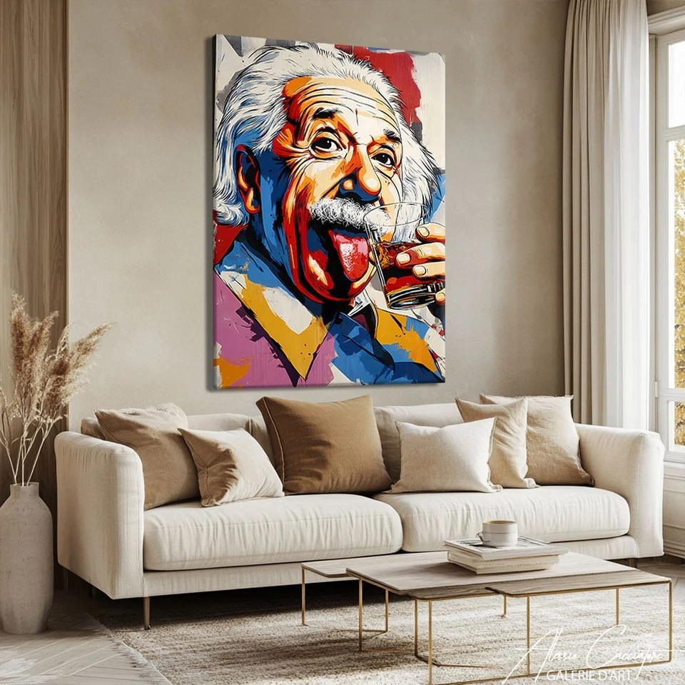 Альберт Эйнштейн настенное искусство печать наука искусство в рамке виски домашний декор поп-арт банка - Изображение 4 из 4