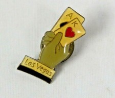 Vintage Las Vegas Lapel Pin Hand of Cards Ace of Spades & King of Hearts - A3
