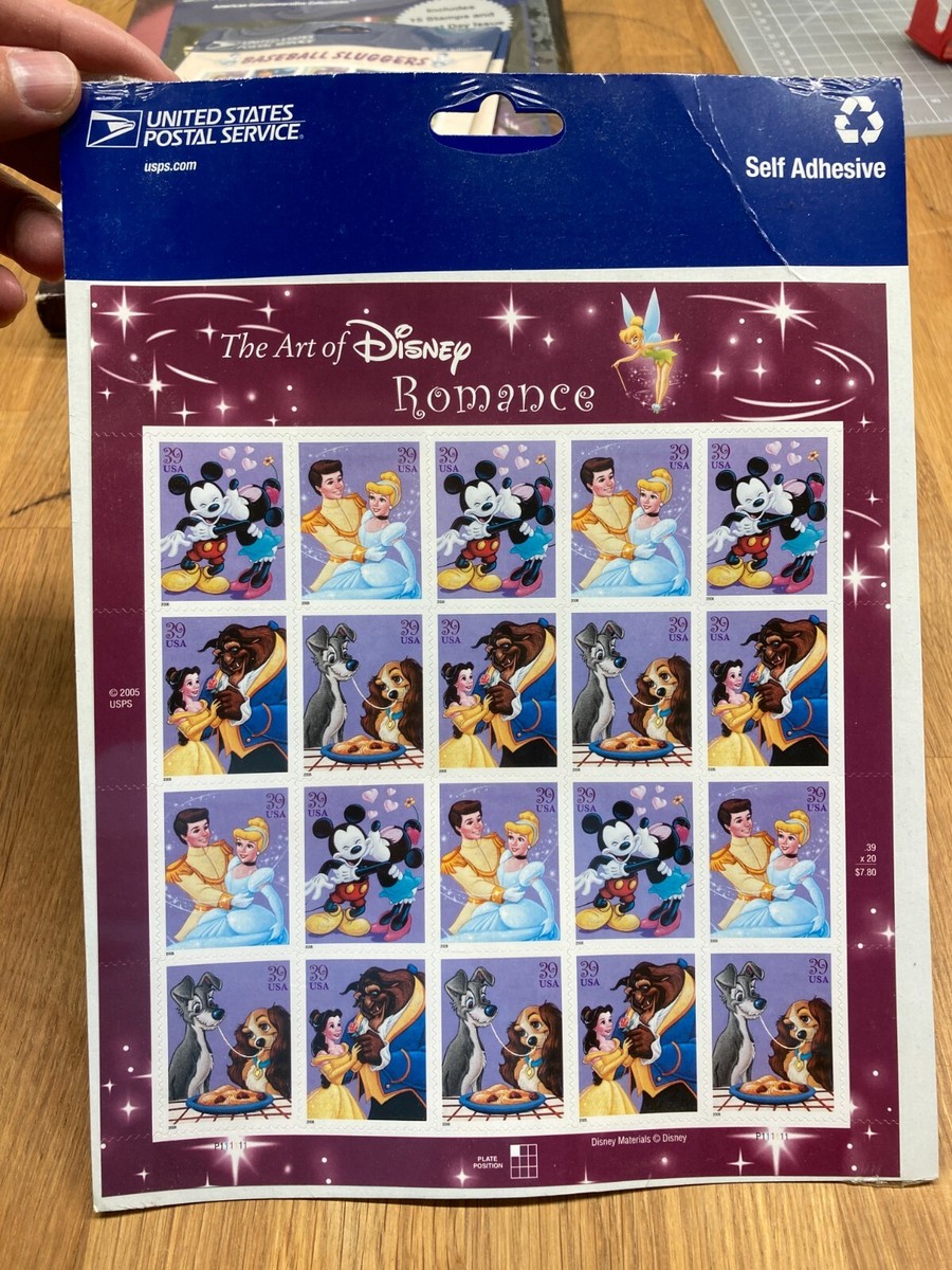 2005 USPS The Art of Disney Romance Stamp Sheet Incl. Cinderella