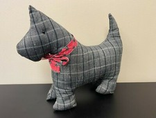 Handmade Hand Sewn 11" Scottish Terrier Stuffed Plush Scottie Dog Black Plaid