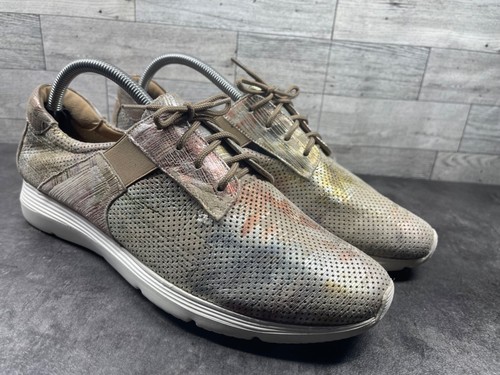 Sesto Meucci Sneaker Damen 10W Weite Schuhe Metallic Silber Grau Perforiertes Wildleder - Bild 2 von 19