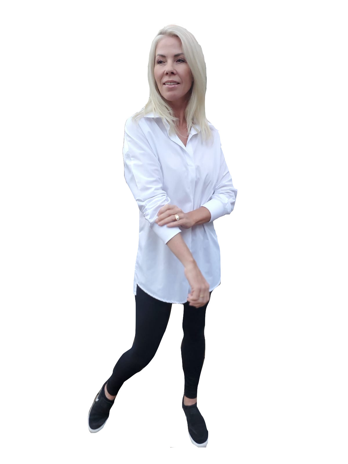 FREE SHIPPING - Designer white pull over dolman style blouse with ribbed cuffs -