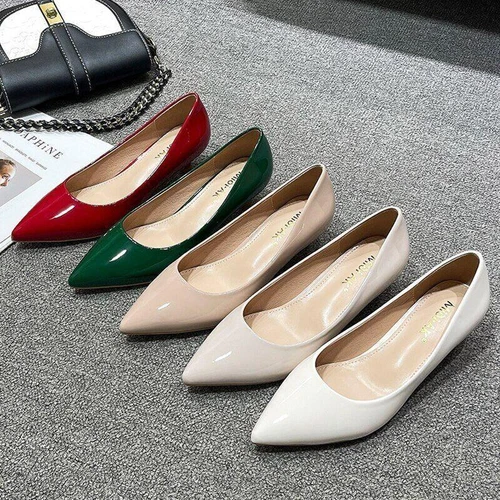 Fashion Womenss Low Kitten Heel Pumps Pointed Toe Slip On Work Office Shoes SZ - Picture 6 of 25