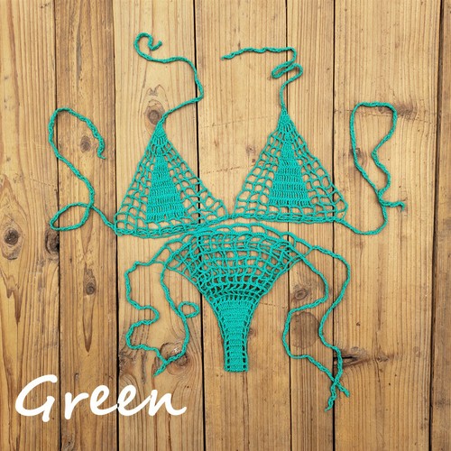 Häkel String Bikini G Tanga String Strand Micro Bademode Sexy Microkini Sets - Bild 9 von 20