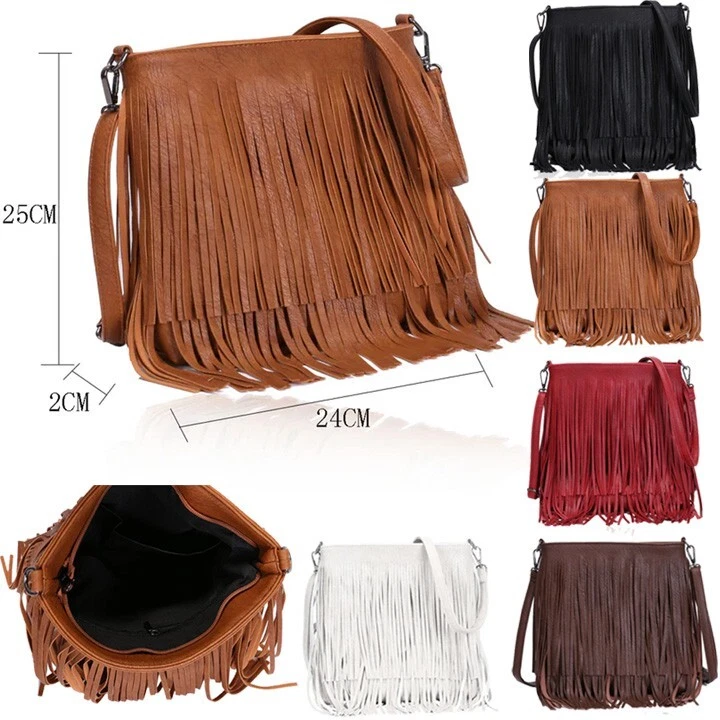 New Women's  Fringe Messenger Shoulder Tassel Bag Handbag Ladies Crossbody Bag - Picture 1 of 7