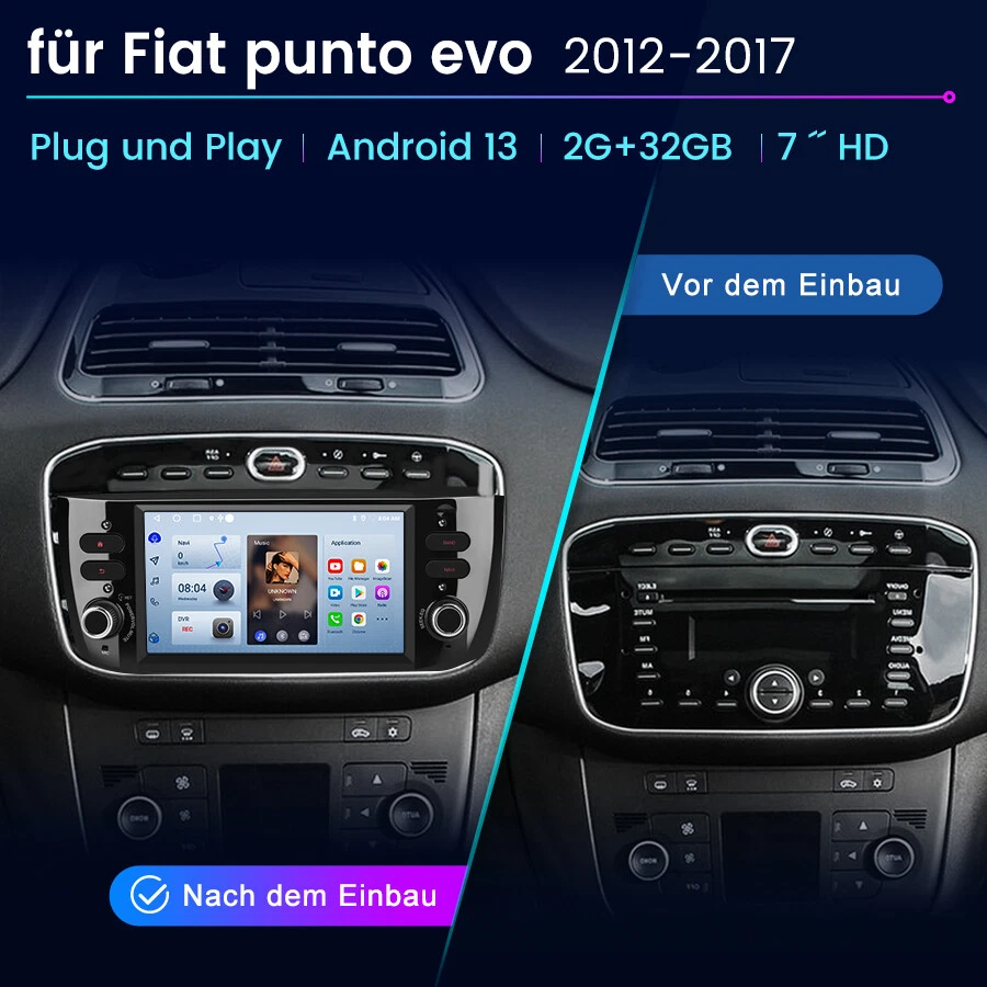 Carplay Für Fiat Grande Punto EVO 199 Linea 2012-2017 Android 13 Autoradio Navi - Bild 2 von 4