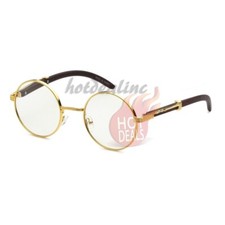 Men Women Round Retro Vintage Clear Lens Gold Metal Frame Eye Glasses