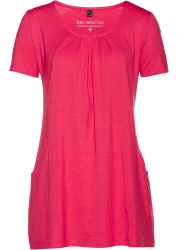 Nueva camisa larga mujer con detalles plegables decorativos talla 44/46 rosa hibisco - Imagen 1 de 1