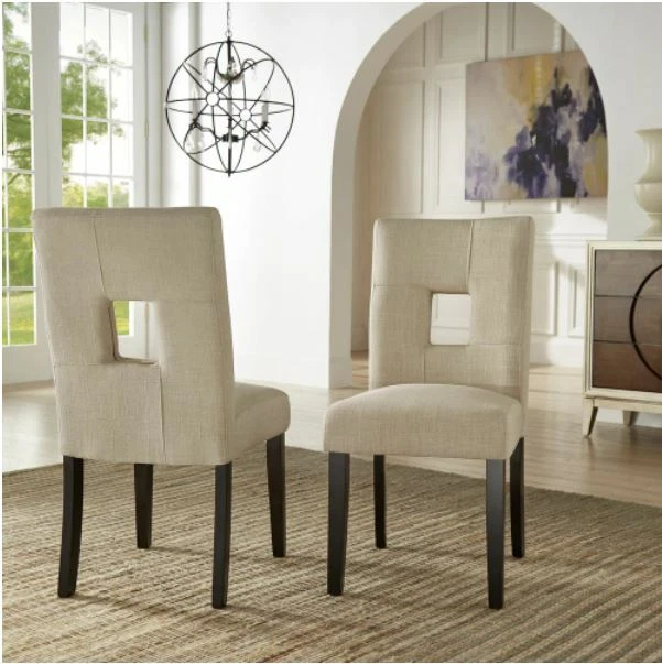 High Seat Back Arm Less Kitchen Dining Chairs Set of 2 Durable
