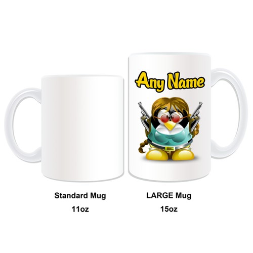 Personalised Gift Tomb Raider Penguin Mug Money Box Cup Hero Movie Film Lara Tea - Picture 17 of 20