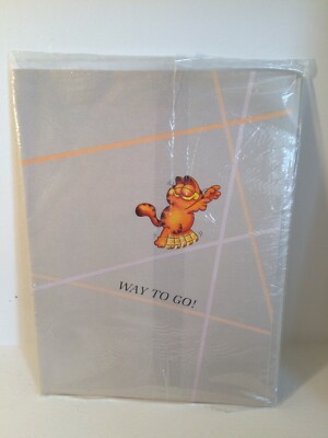 NOS 1980's Vintage Garfield Cat Gift Wrap Paper Way To go Gray Odie