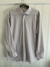 Perry Ellis Portfolio Purple Check Mens Dress Shirt 16 32/33