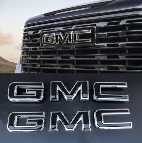 NEUF Kit Emblème Avant & Arrière Chrome Pour 2019 - 2024 GMC Sierra 1500 2500HD 3500HD - Photo 1/5