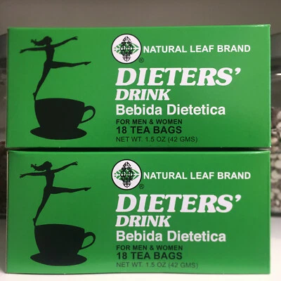 2 BOXES OF Dieters' Drink Bebida Dietetica Natural Leaf Brand Dieters 36 Tea Bag