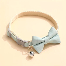 Velvet Bow Tie Pet Collar Cat Dog Safety Buckle w/ Bell Viridity 7.87-11.81 in