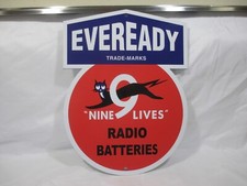 Eveready Radio Batteries 9"x12" Die cut Metal Sign