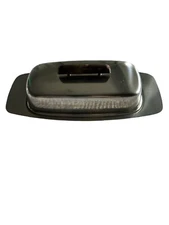 Vintage MCM Denmark Selandia stainless steel butter dish wood handle Scandinavia