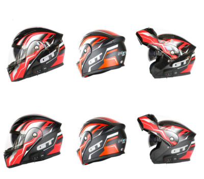 fm motorcycle helmet ILM Bluetooth X-Large Gloss Black Dual Visor  Carkart Double Lens Design Martian Motocycle Helmet Wireless Waterproof